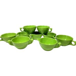 Vintage MCM Color-Flyte Melmac Branchell lime green 7 cups creamer sugar bowl